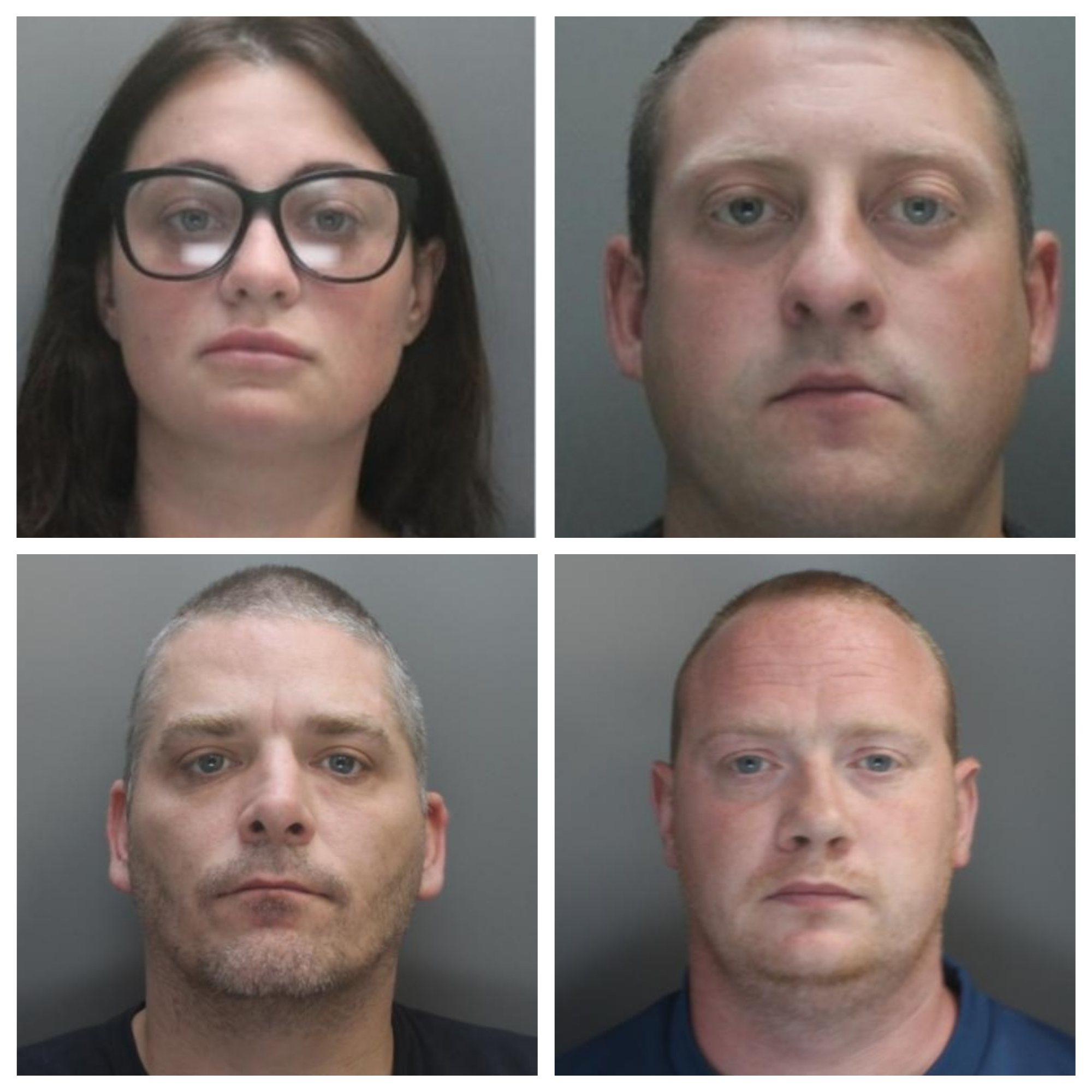 (clockwise) Melissa Stubbs, Aaron Stubbs, Peter Walker and Stephen Strutt were jailed in April