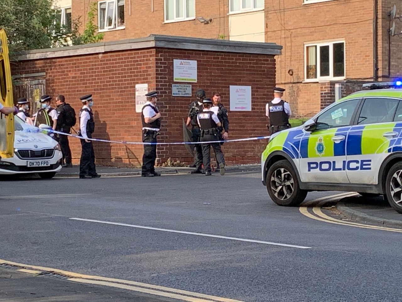 The scene at Stuart House in Whiston following the attack 