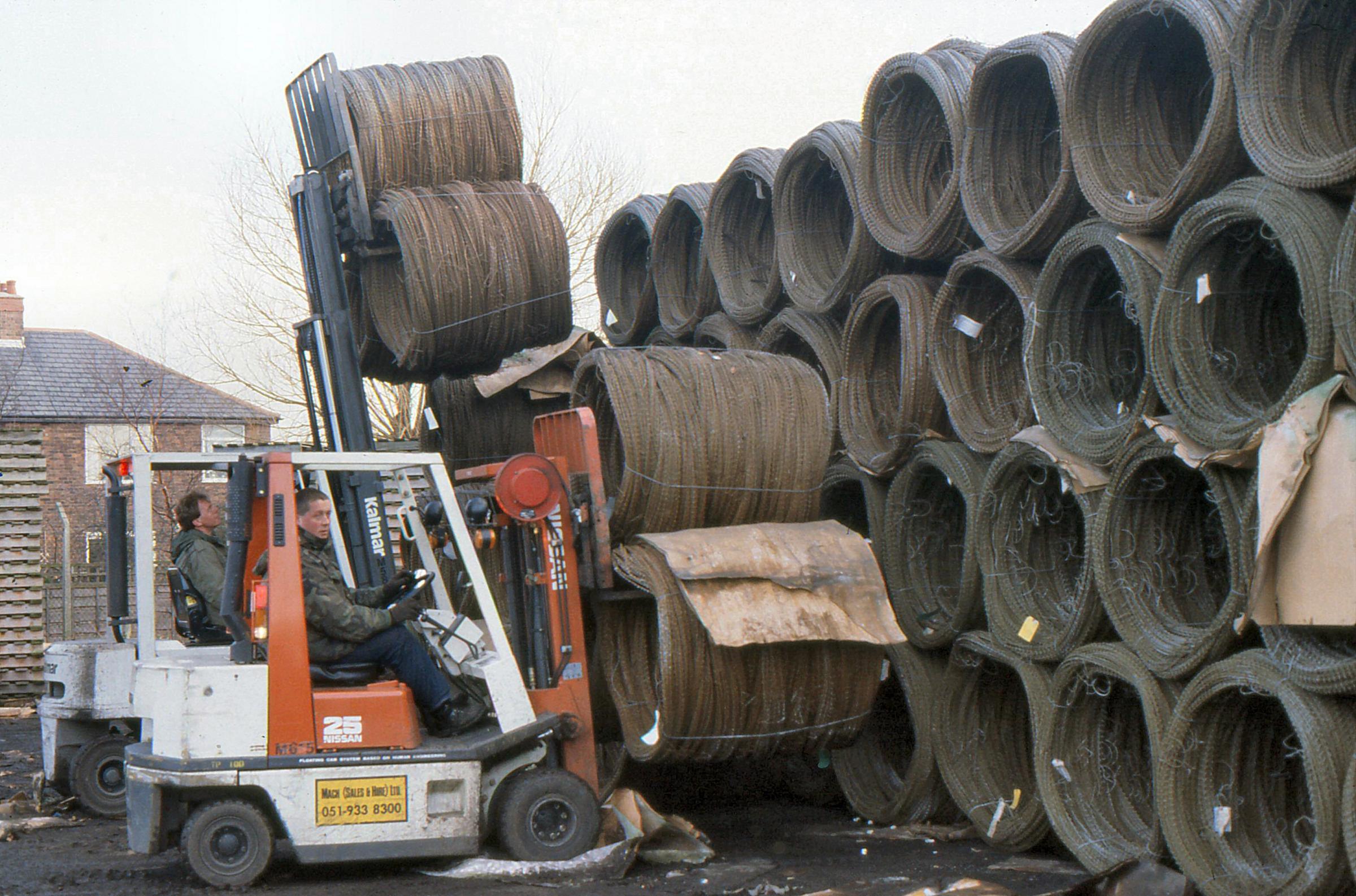 Rolls and rolls of barbed wire