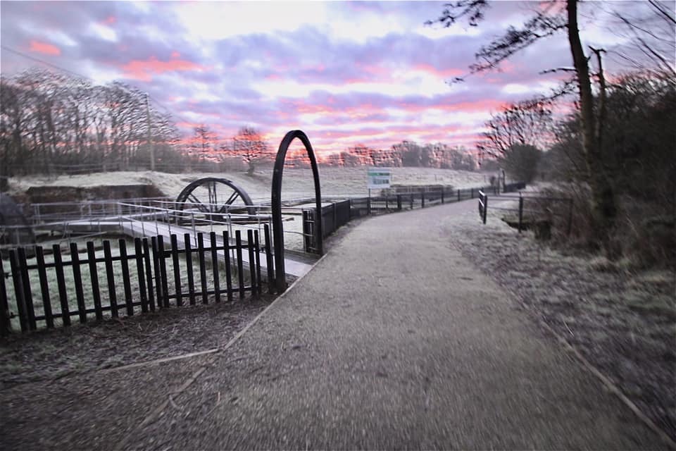 Winter sunrise along the path at Sankey Valley Park by Mark Garner