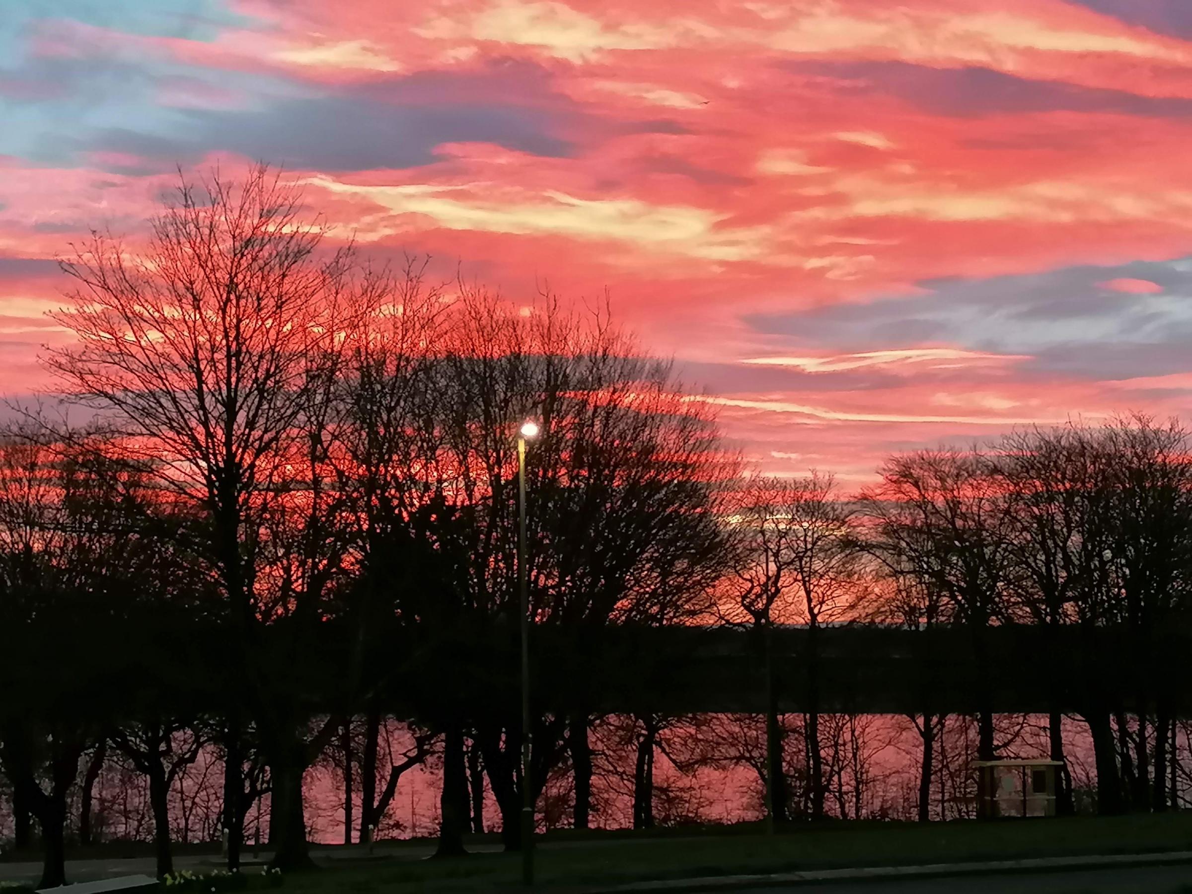 A spectacular sunrise by the water