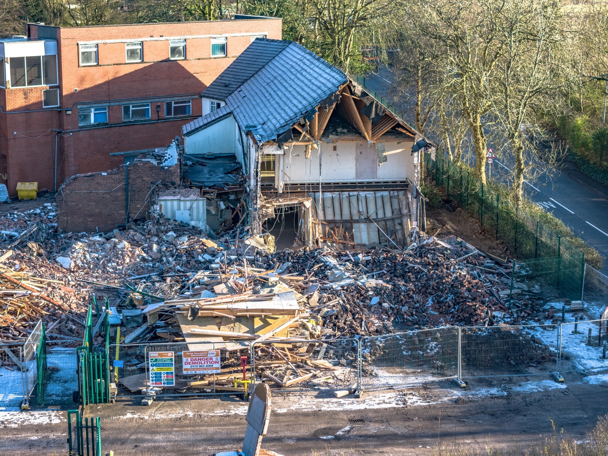 Demolition work being carried out at Burtonwood Brewery. Picture: Allan Mason