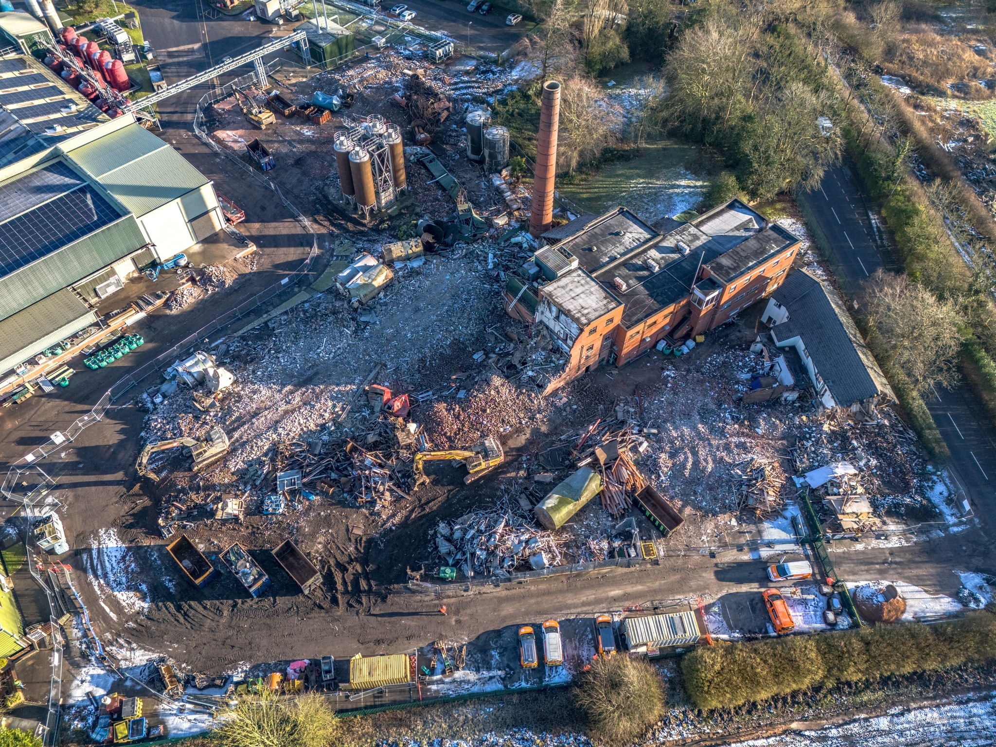 Demolition work being carried out at Burtonwood Brewery. Picture: Allan Mason