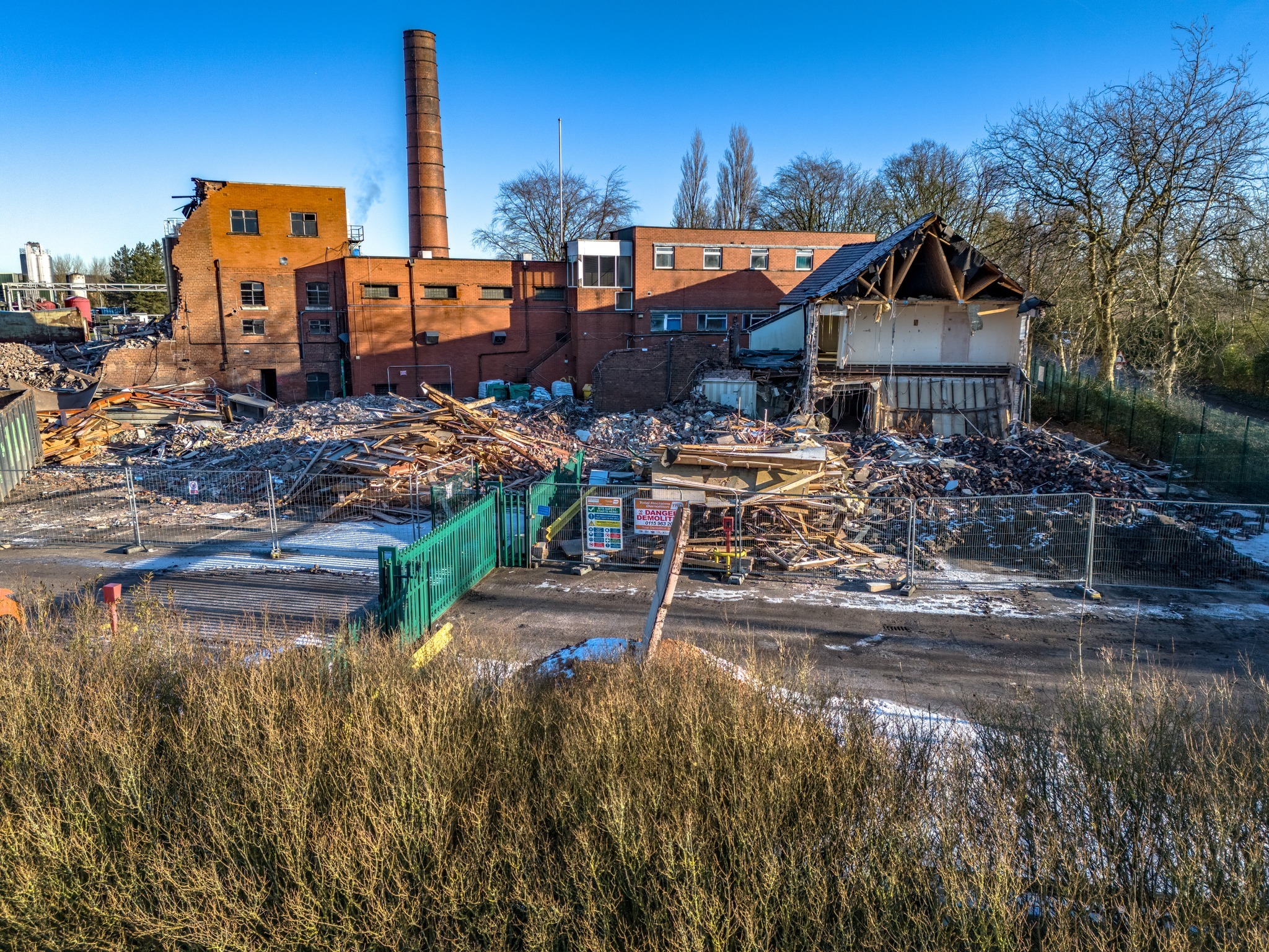 Demolition work being carried out at Burtonwood Brewery. Picture: Allan Mason