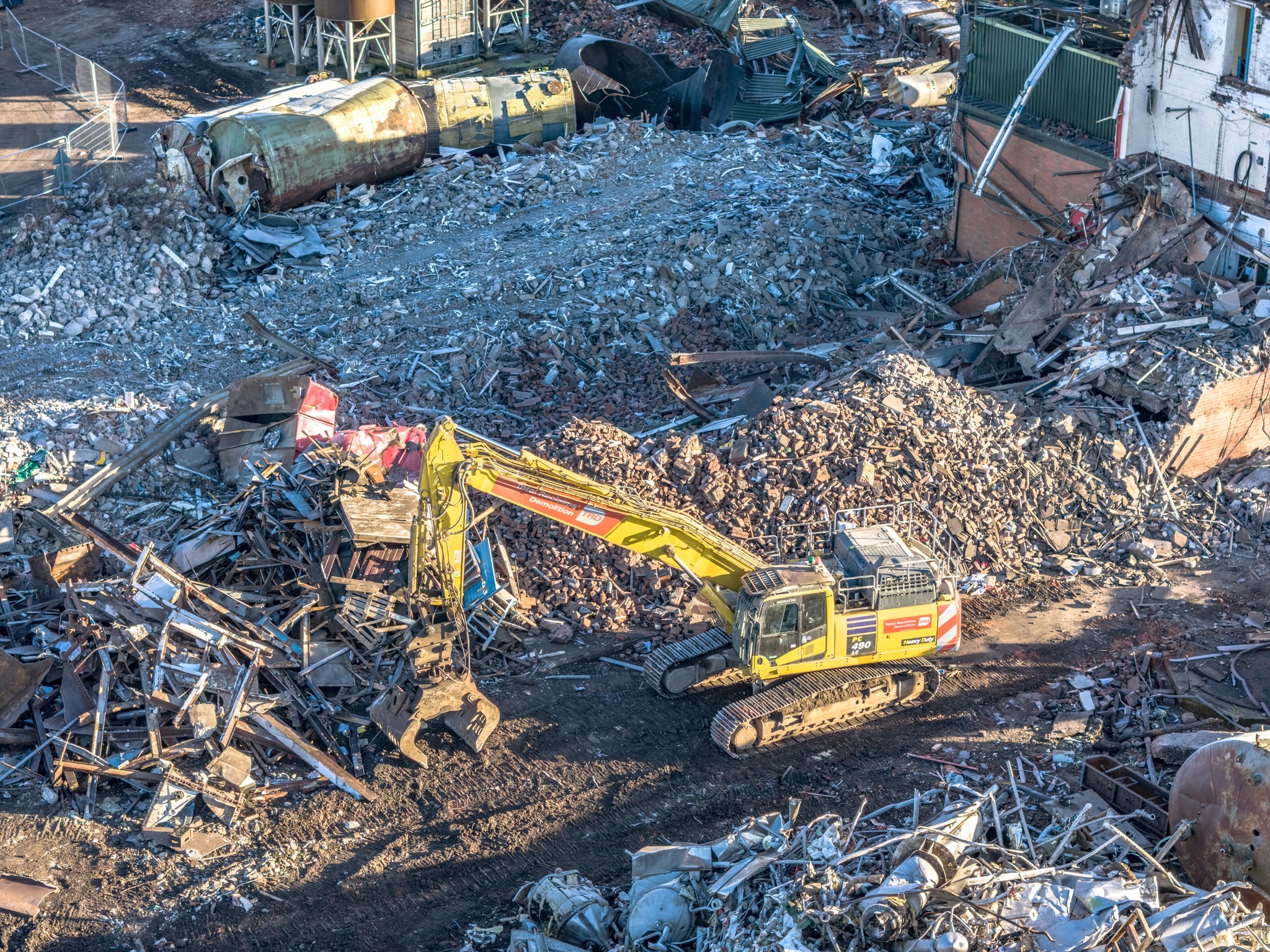 Demolition work being carried out at Burtonwood Brewery. Picture: Allan Mason