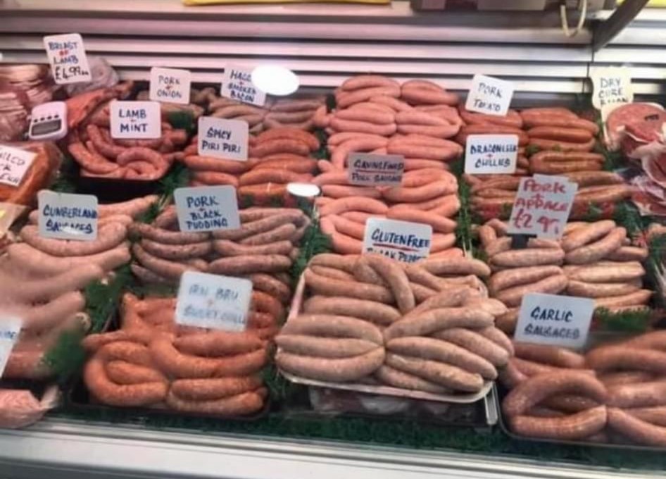 Sausage flavours include pork and leak, pork and black pudding, garlic and peri peri. 